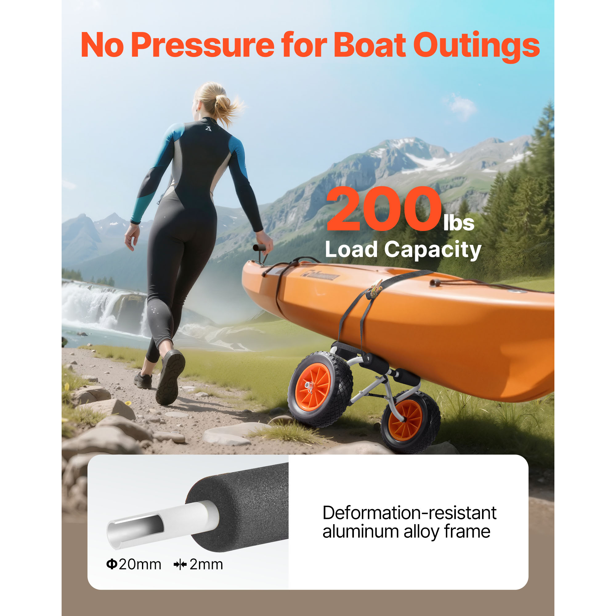 SucceBuy 200ポンド カヤックカート 折りたたみ式 - Fishing Kayak Cart のレビューと価格